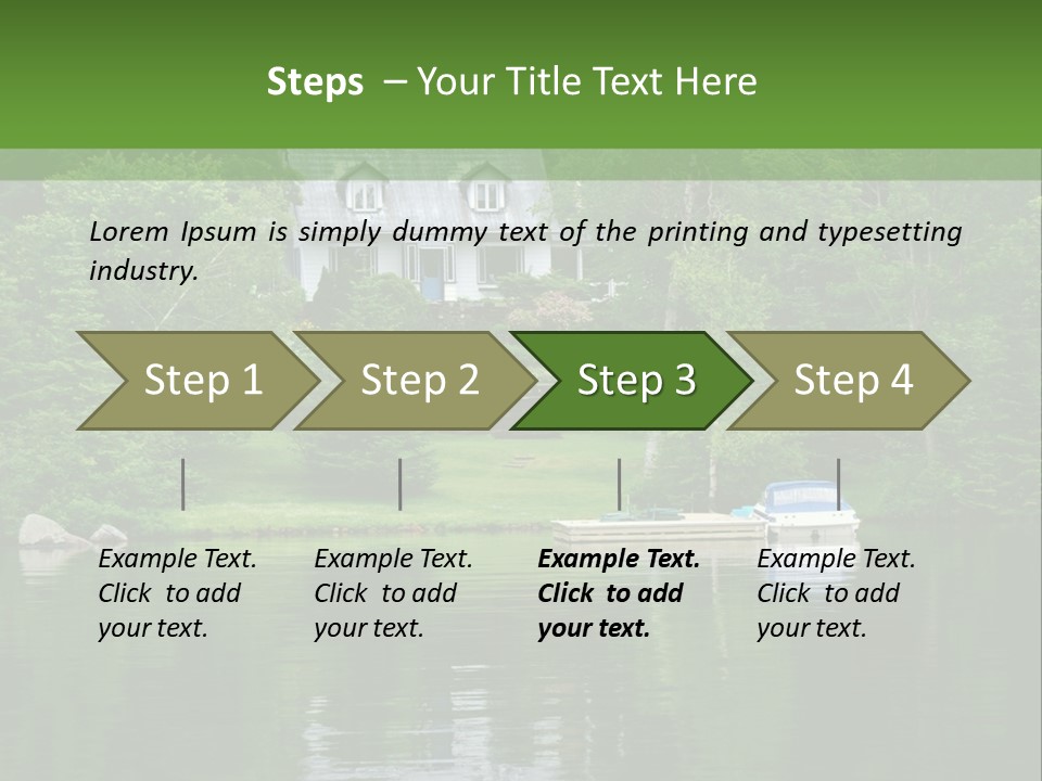 A Boat Is In The Water Near A House PowerPoint Template