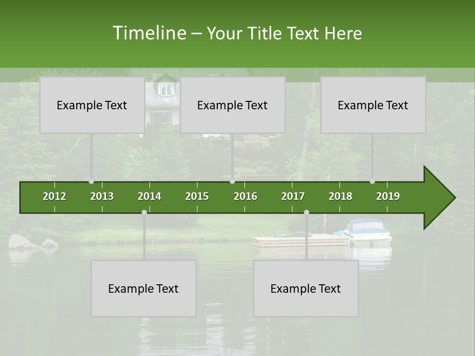 A Boat Is In The Water Near A House PowerPoint Template