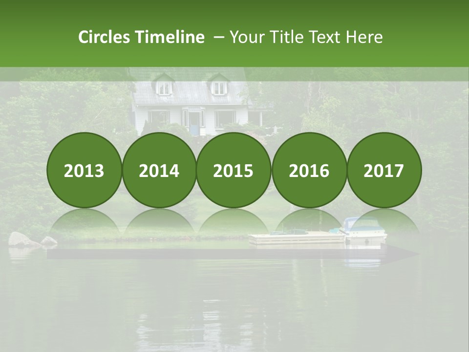 A Boat Is In The Water Near A House PowerPoint Template