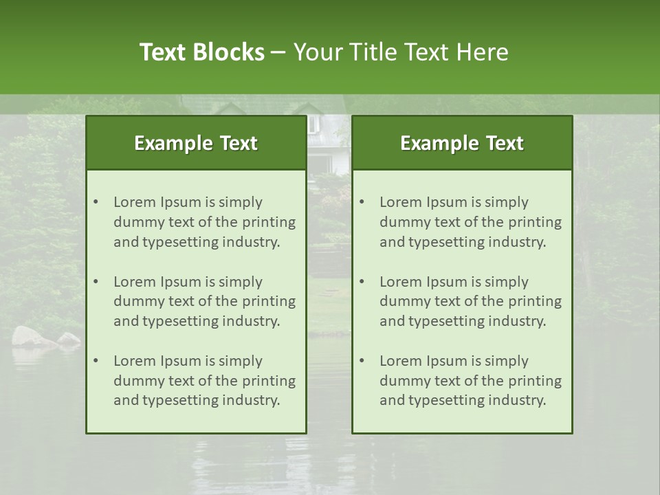 A Boat Is In The Water Near A House PowerPoint Template