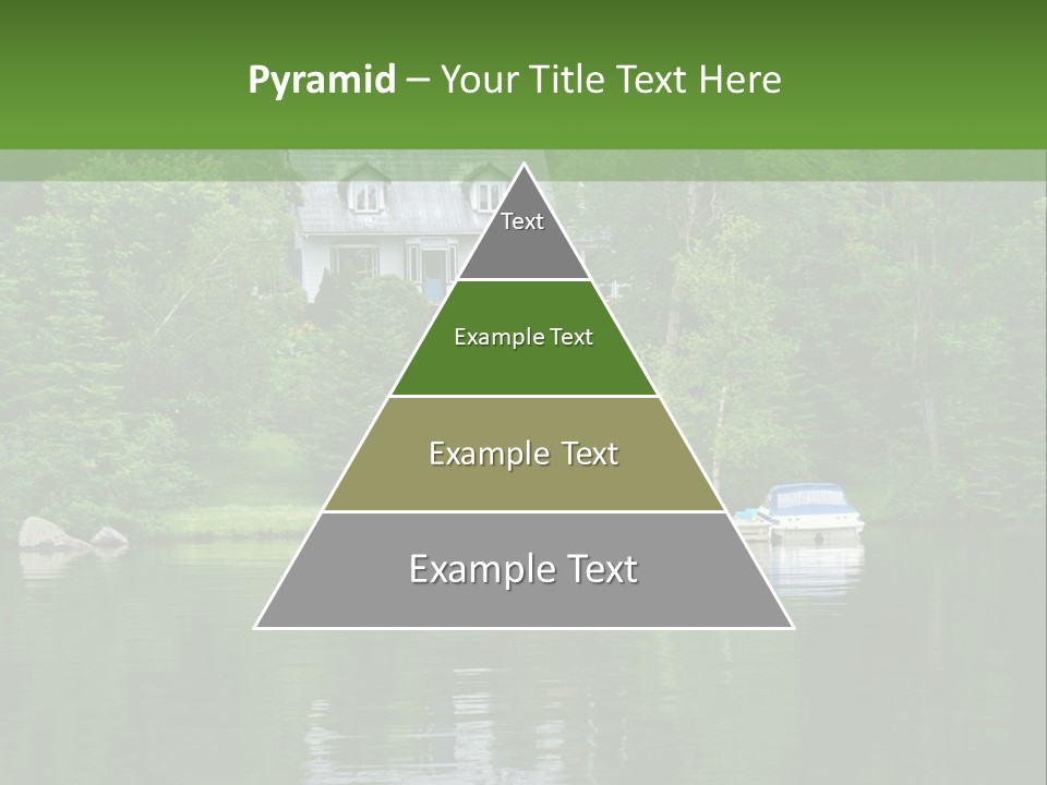 A Boat Is In The Water Near A House PowerPoint Template