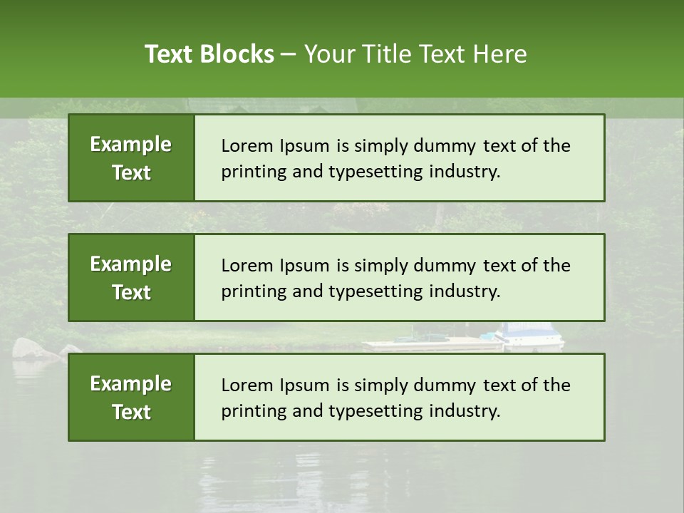 A Boat Is In The Water Near A House PowerPoint Template