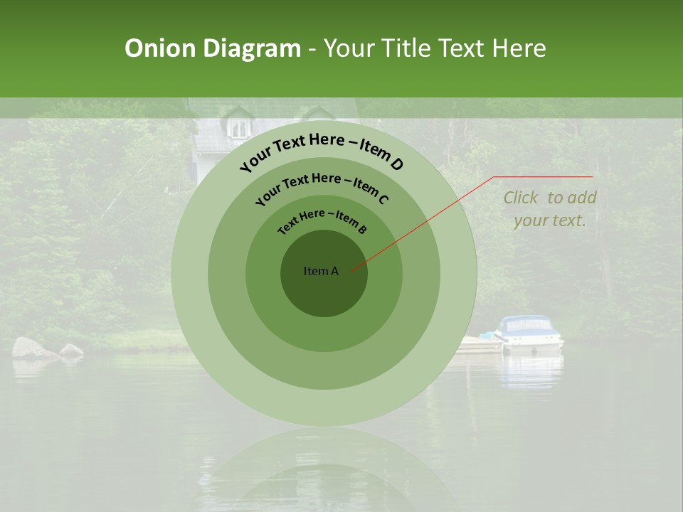 A Boat Is In The Water Near A House PowerPoint Template