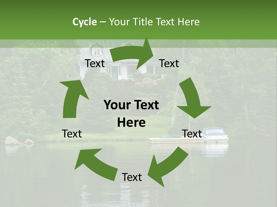 A Boat Is In The Water Near A House PowerPoint Template