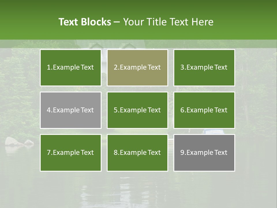 A Boat Is In The Water Near A House PowerPoint Template