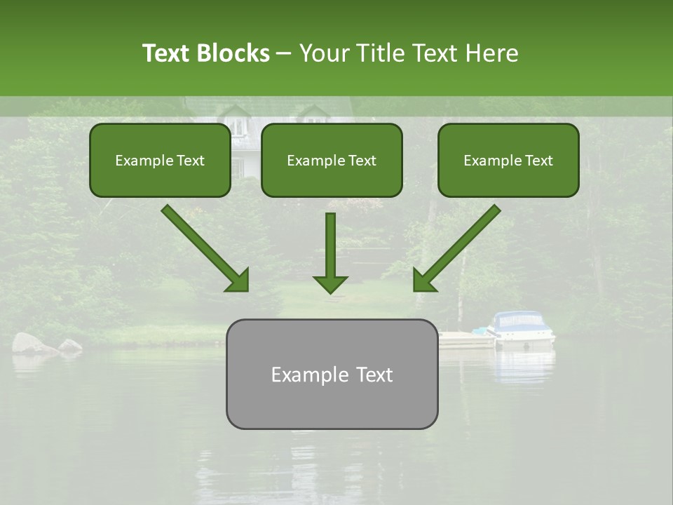 A Boat Is In The Water Near A House PowerPoint Template