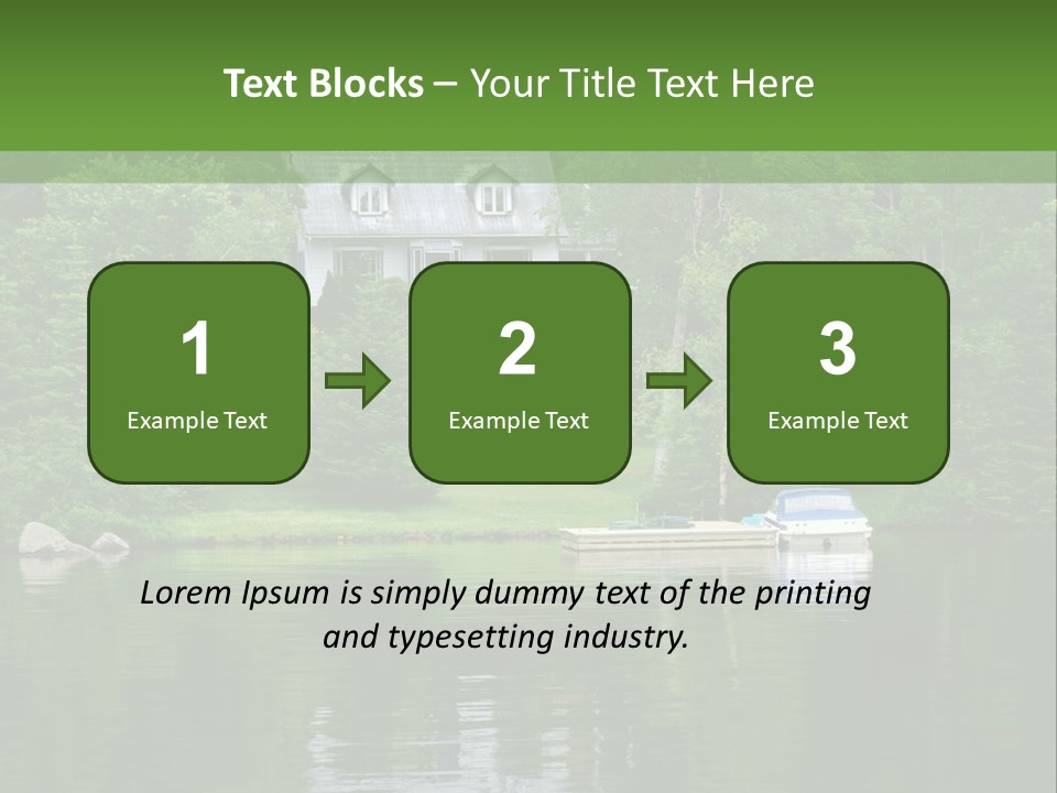 A Boat Is In The Water Near A House PowerPoint Template