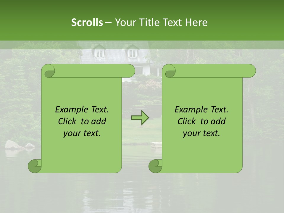 A Boat Is In The Water Near A House PowerPoint Template