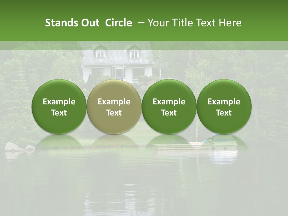 A Boat Is In The Water Near A House PowerPoint Template