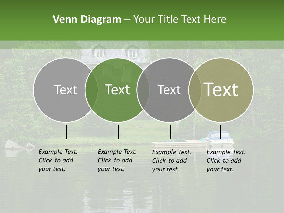 A Boat Is In The Water Near A House PowerPoint Template