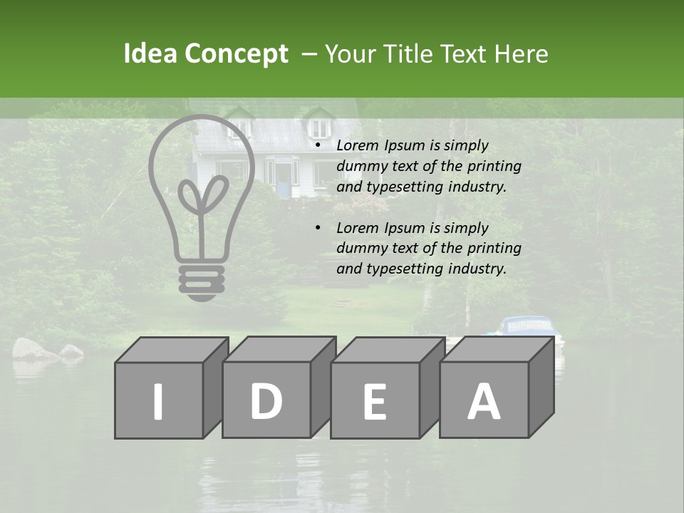 A Boat Is In The Water Near A House PowerPoint Template