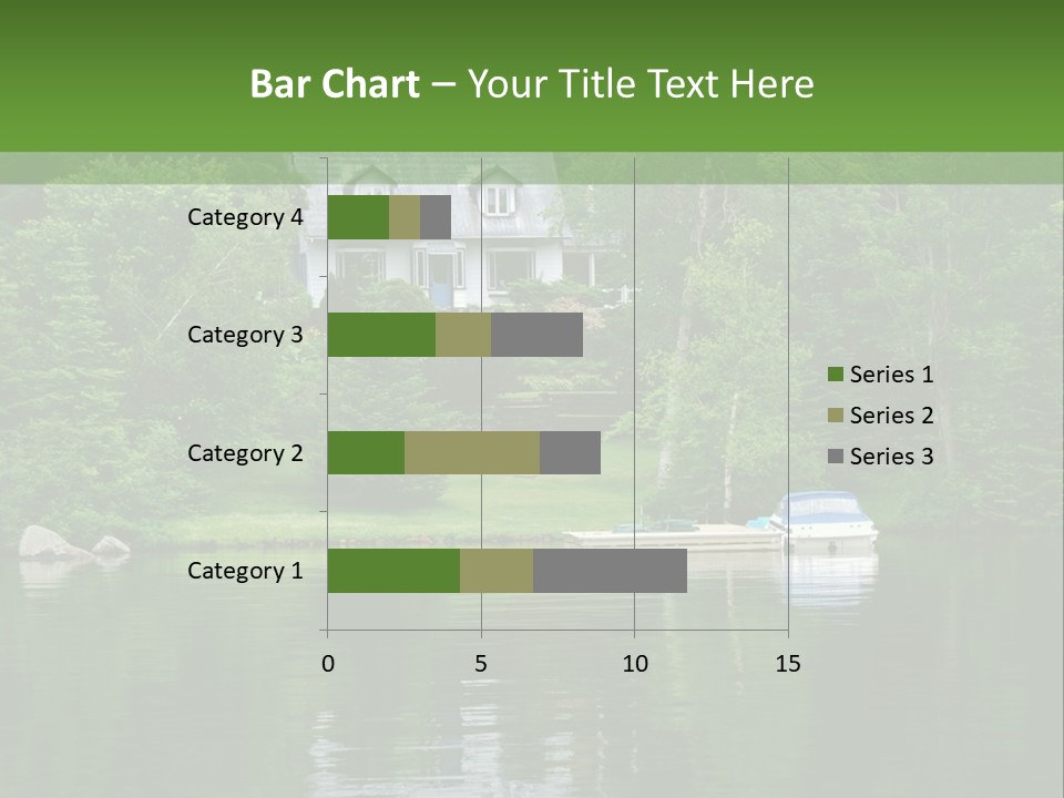 A Boat Is In The Water Near A House PowerPoint Template