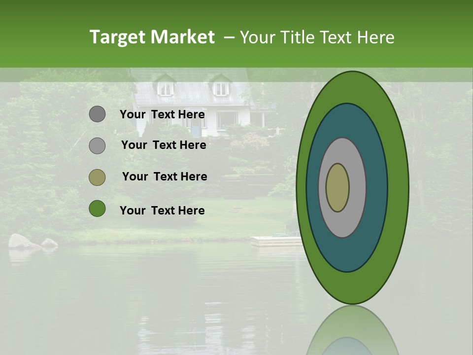 A Boat Is In The Water Near A House PowerPoint Template