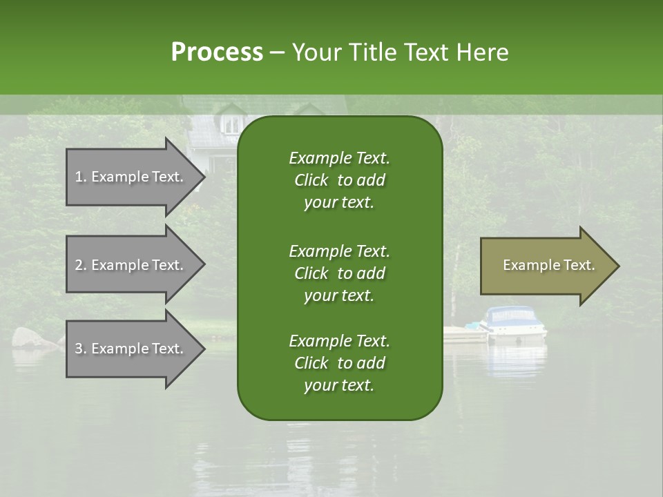 A Boat Is In The Water Near A House PowerPoint Template