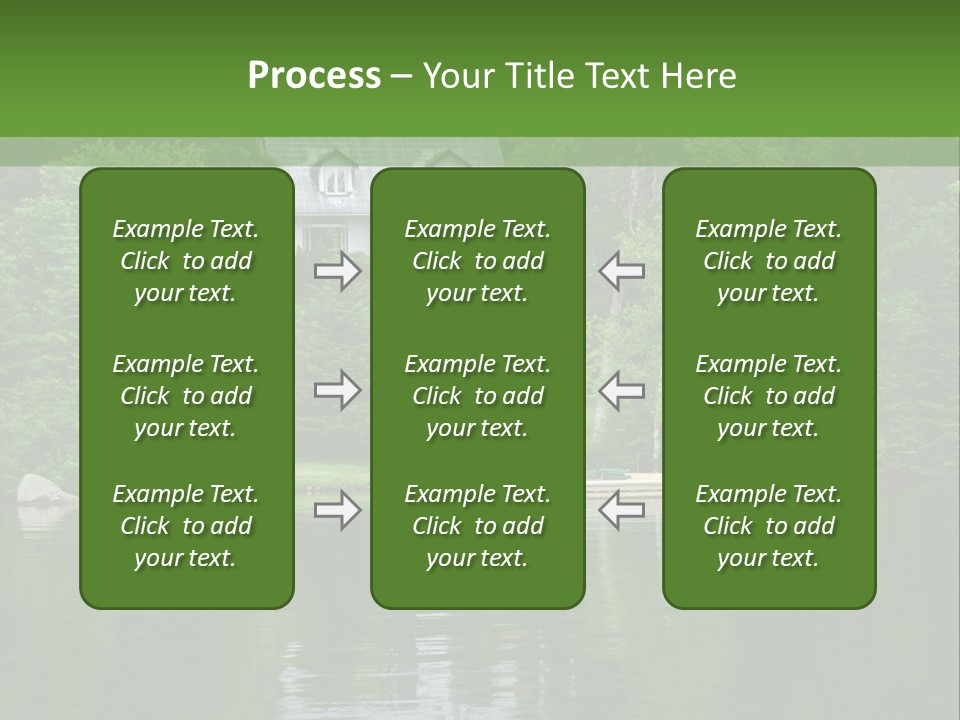 A Boat Is In The Water Near A House PowerPoint Template