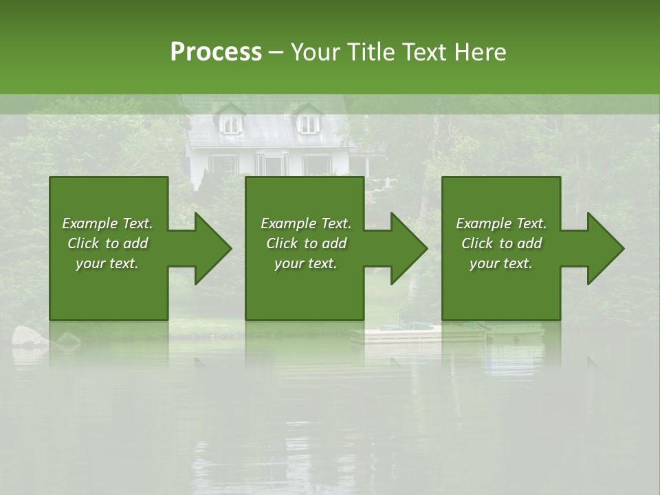 A Boat Is In The Water Near A House PowerPoint Template
