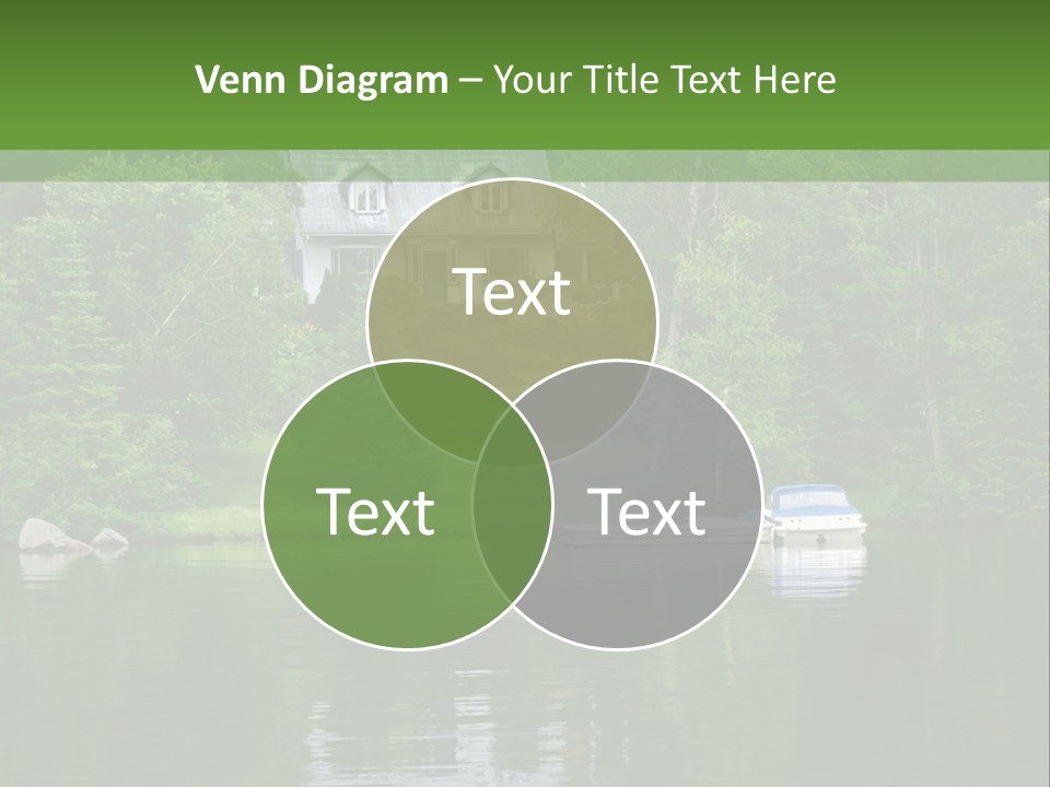 A Boat Is In The Water Near A House PowerPoint Template