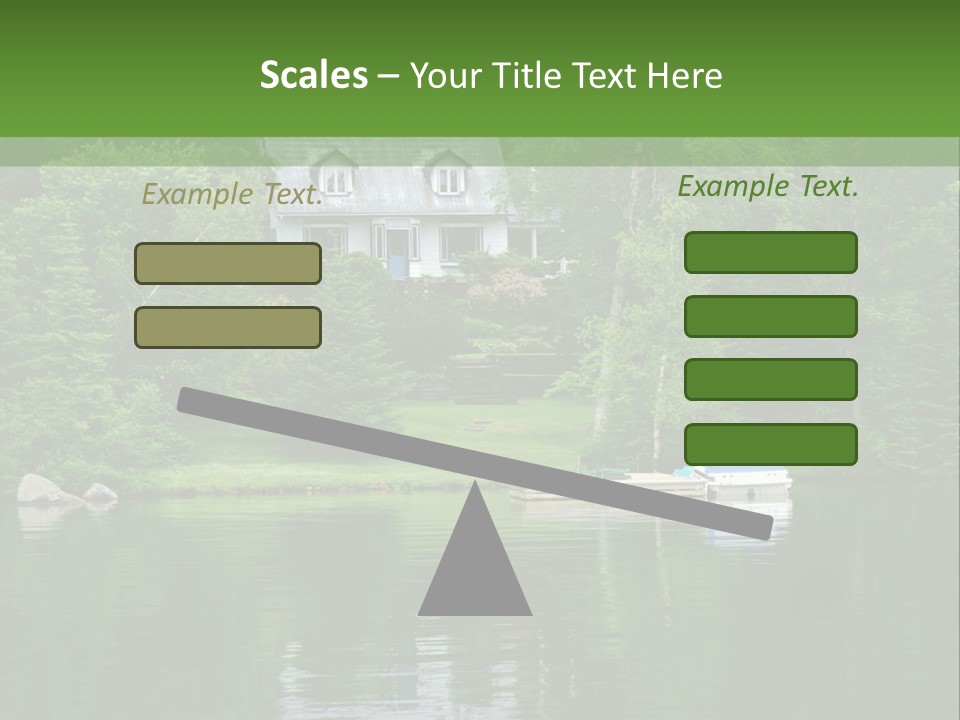 A Boat Is In The Water Near A House PowerPoint Template
