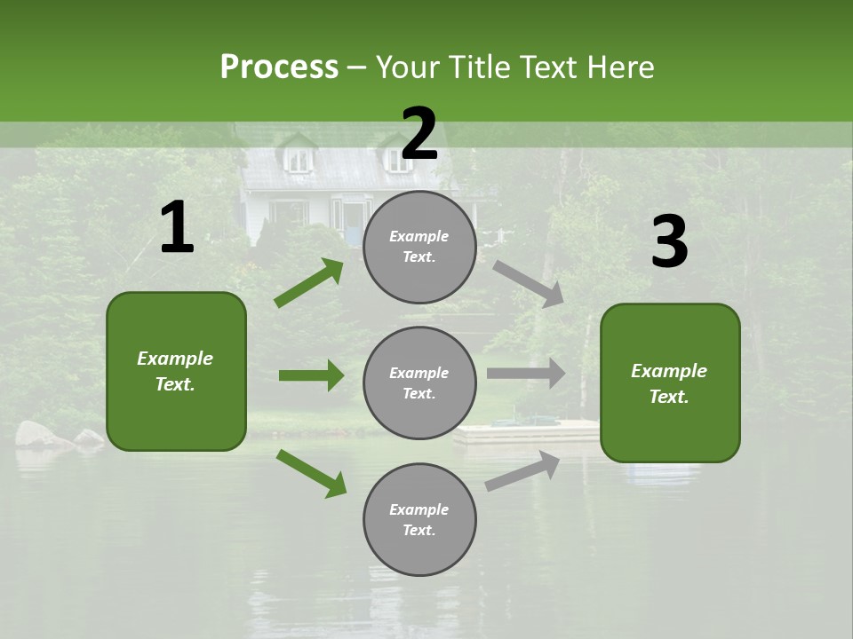 A Boat Is In The Water Near A House PowerPoint Template