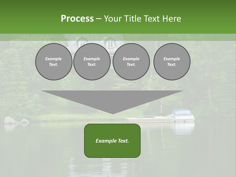 A Boat Is In The Water Near A House PowerPoint Template