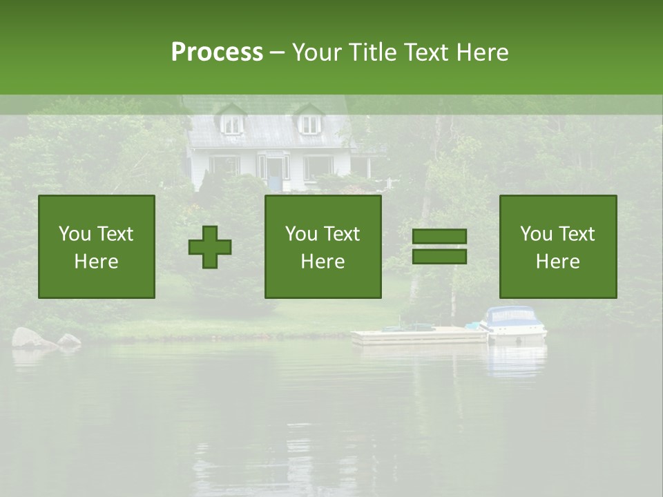 A Boat Is In The Water Near A House PowerPoint Template