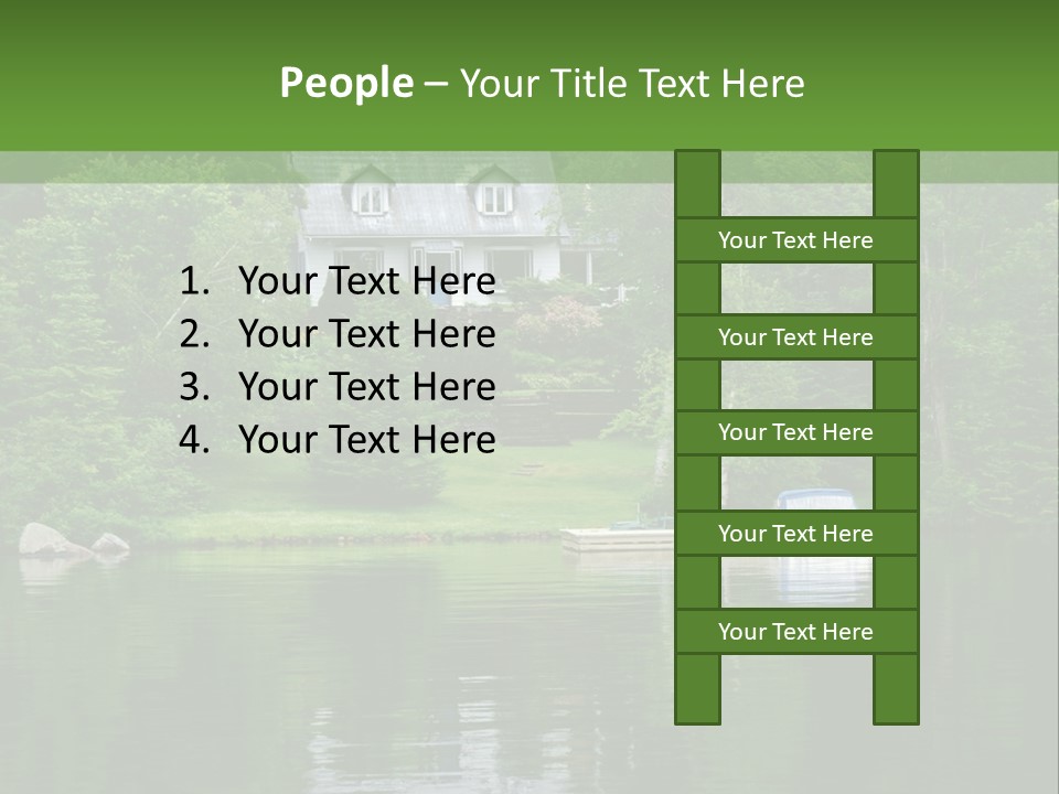 A Boat Is In The Water Near A House PowerPoint Template