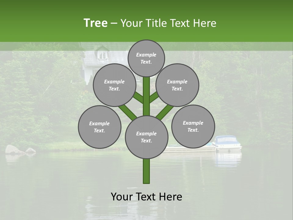 A Boat Is In The Water Near A House PowerPoint Template