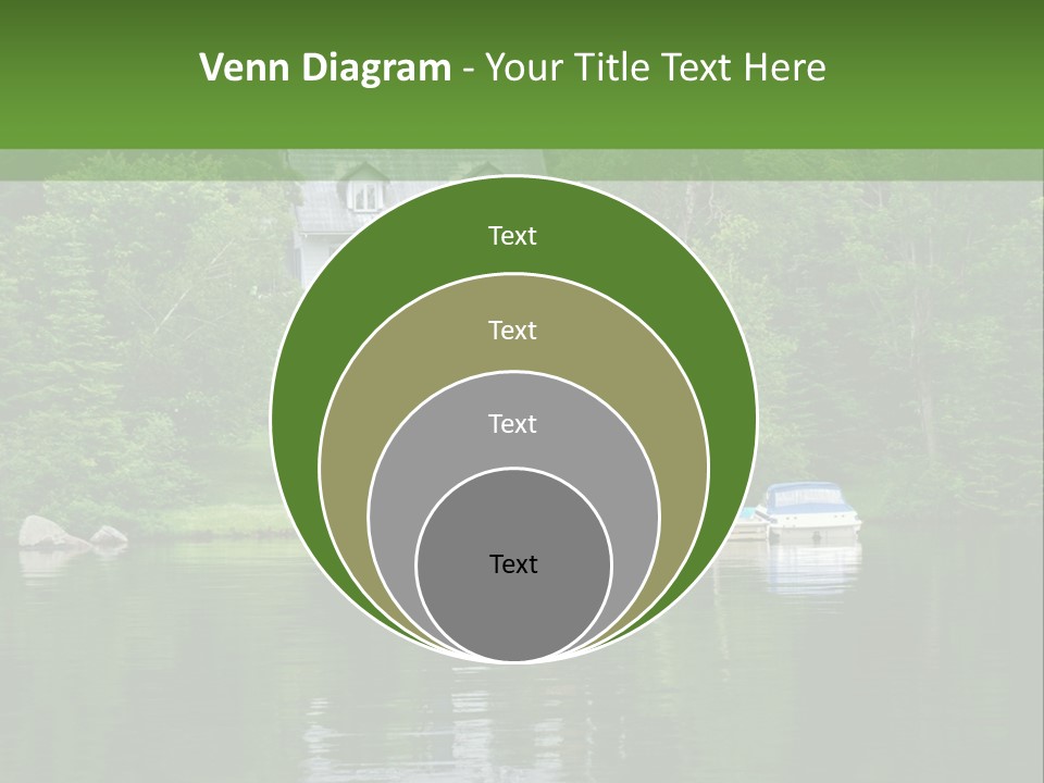 A Boat Is In The Water Near A House PowerPoint Template