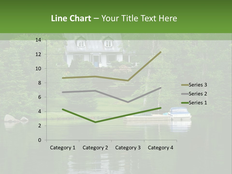 A Boat Is In The Water Near A House PowerPoint Template