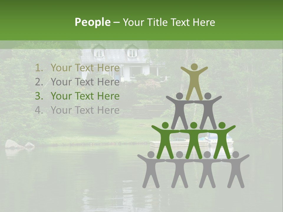 A Boat Is In The Water Near A House PowerPoint Template