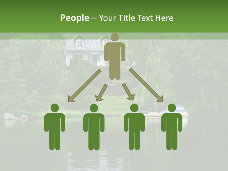 A Boat Is In The Water Near A House PowerPoint Template