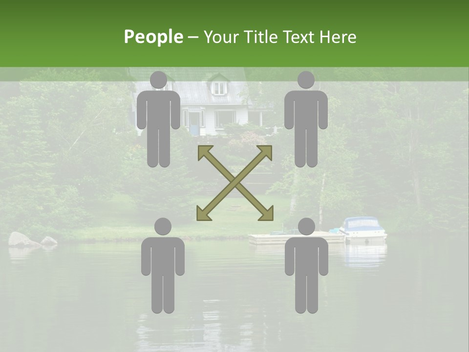 A Boat Is In The Water Near A House PowerPoint Template