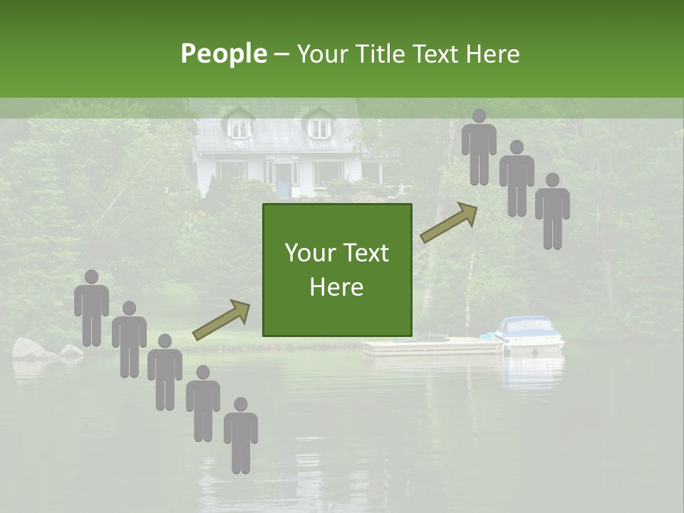 A Boat Is In The Water Near A House PowerPoint Template