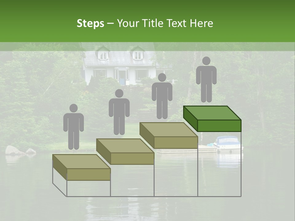 A Boat Is In The Water Near A House PowerPoint Template
