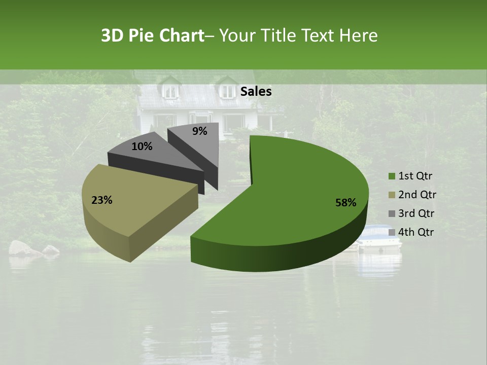 A Boat Is In The Water Near A House PowerPoint Template