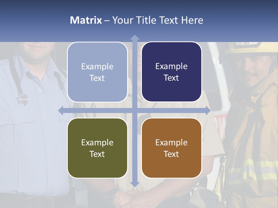 Three Firemen Standing Next To Each Other In Front Of A Fire Truck PowerPoint Template