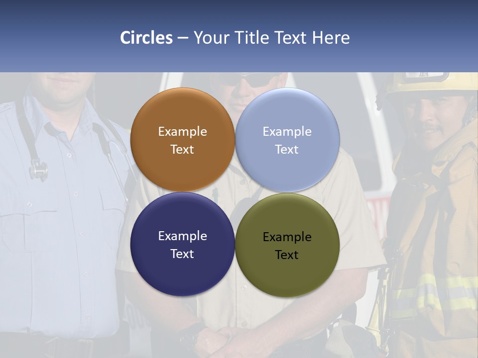 Three Firemen Standing Next To Each Other In Front Of A Fire Truck PowerPoint Template