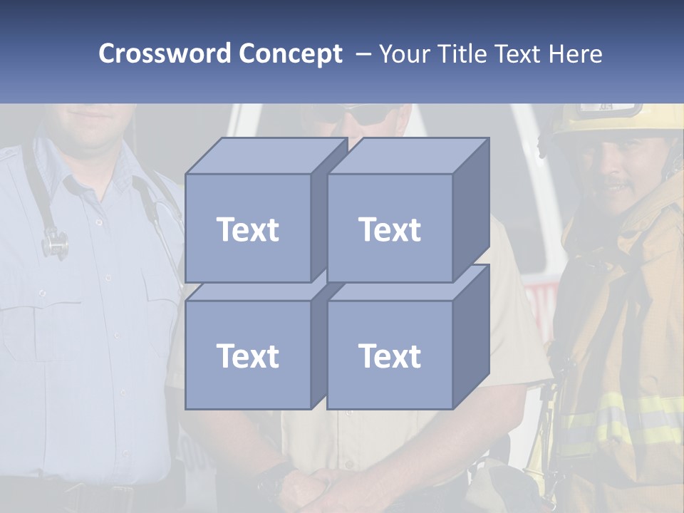 Three Firemen Standing Next To Each Other In Front Of A Fire Truck PowerPoint Template