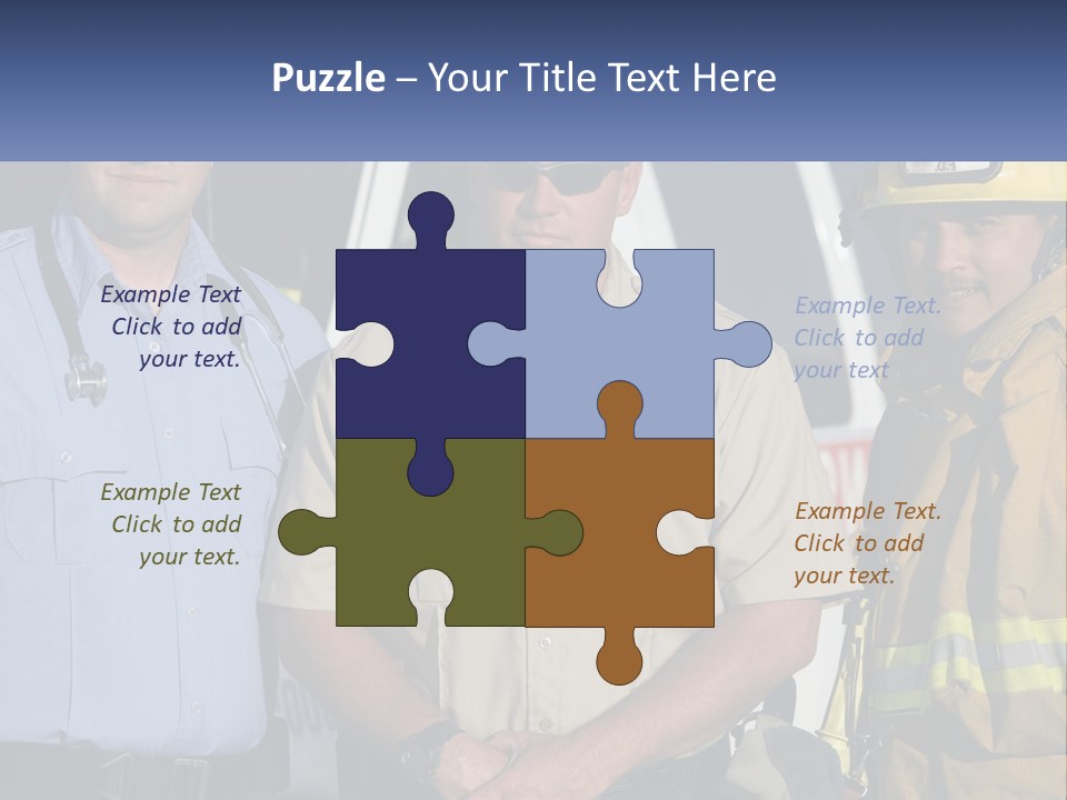 Three Firemen Standing Next To Each Other In Front Of A Fire Truck PowerPoint Template