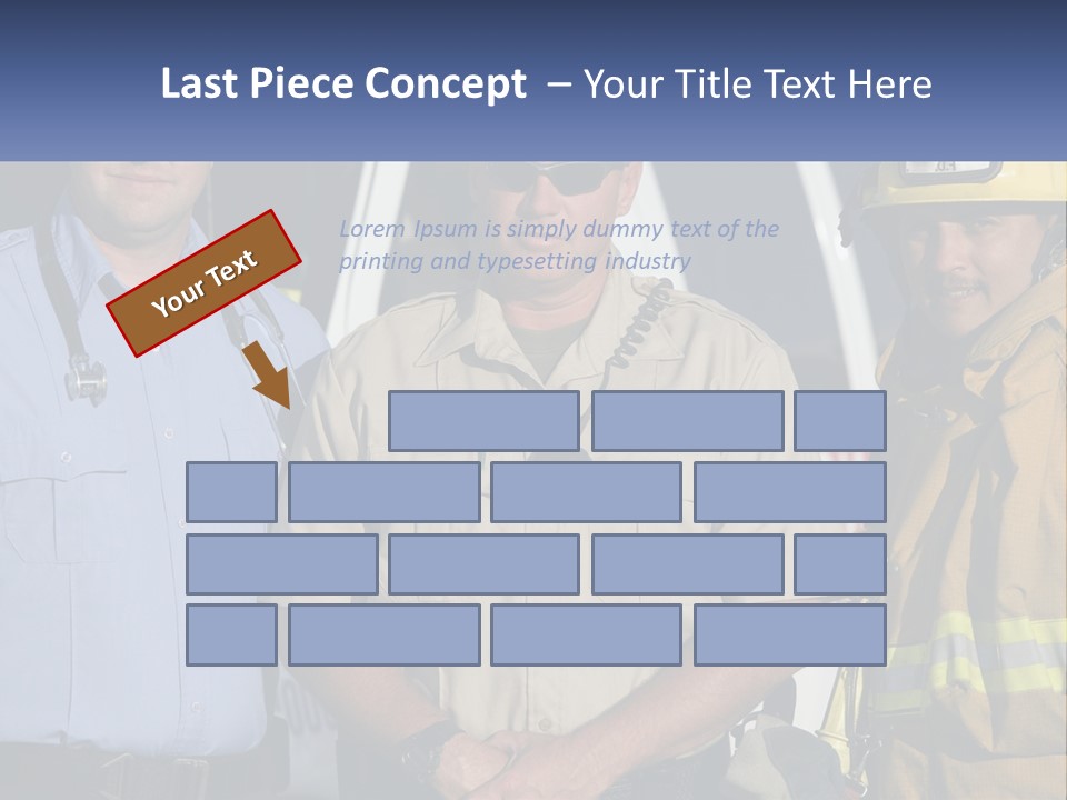 Three Firemen Standing Next To Each Other In Front Of A Fire Truck PowerPoint Template