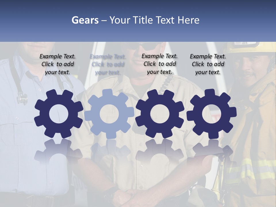 Three Firemen Standing Next To Each Other In Front Of A Fire Truck PowerPoint Template