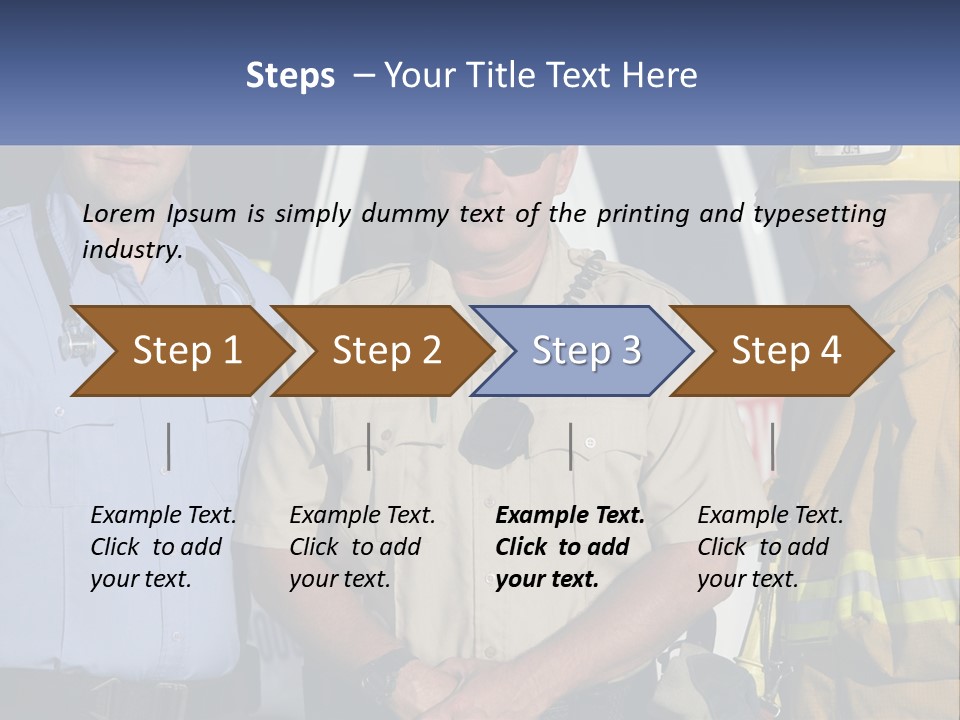 Three Firemen Standing Next To Each Other In Front Of A Fire Truck PowerPoint Template