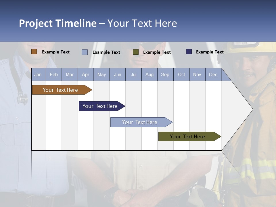 Three Firemen Standing Next To Each Other In Front Of A Fire Truck PowerPoint Template