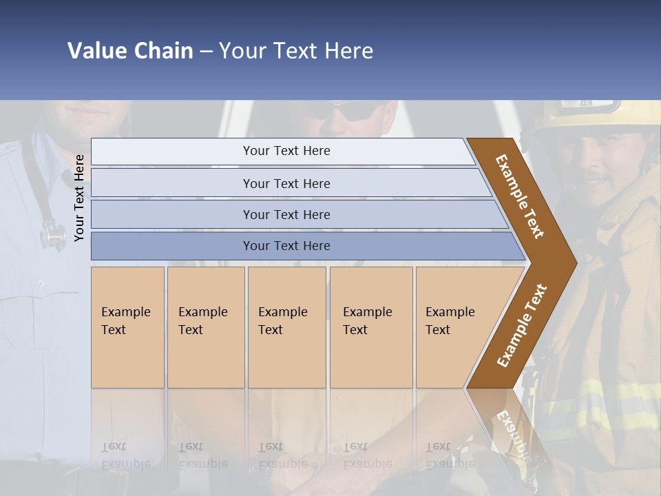 Three Firemen Standing Next To Each Other In Front Of A Fire Truck PowerPoint Template