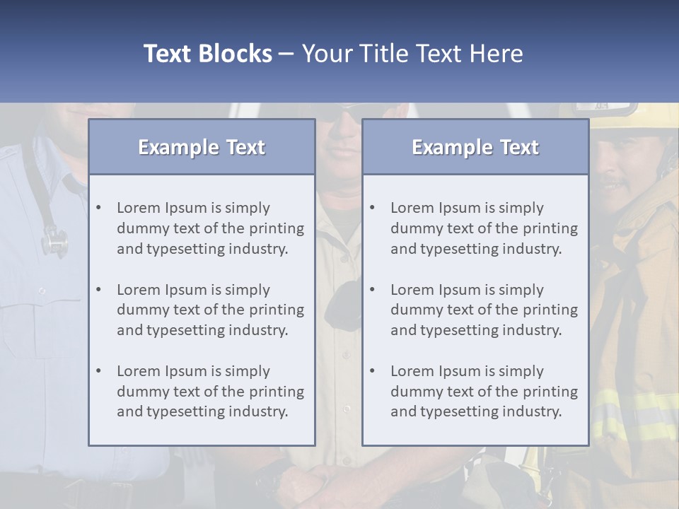 Three Firemen Standing Next To Each Other In Front Of A Fire Truck PowerPoint Template