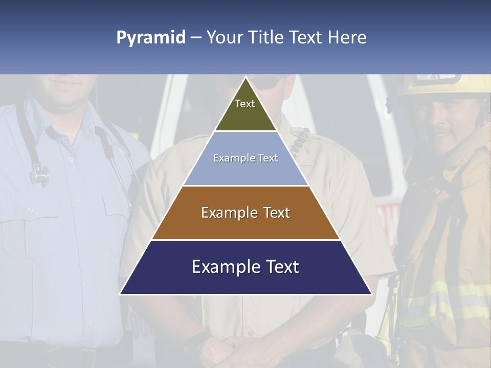 Three Firemen Standing Next To Each Other In Front Of A Fire Truck PowerPoint Template