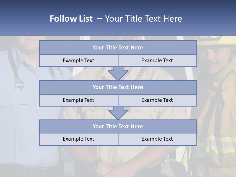 Three Firemen Standing Next To Each Other In Front Of A Fire Truck PowerPoint Template