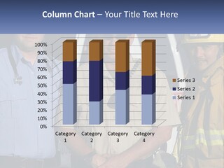 Three Firemen Standing Next To Each Other In Front Of A Fire Truck PowerPoint Template