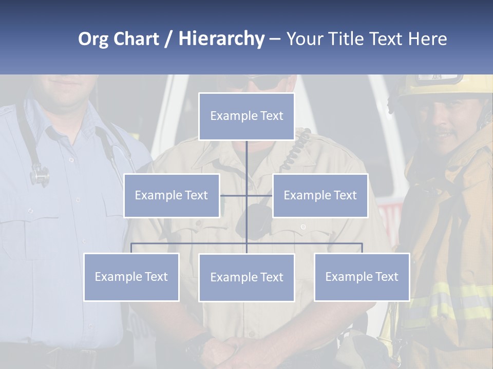 Three Firemen Standing Next To Each Other In Front Of A Fire Truck PowerPoint Template