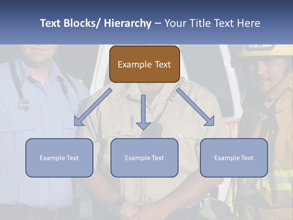 Three Firemen Standing Next To Each Other In Front Of A Fire Truck PowerPoint Template